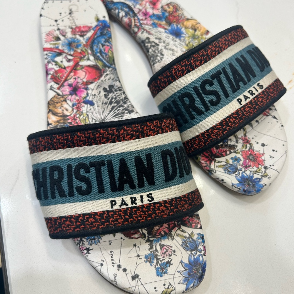 Christian Dior Floral Slide Sandals